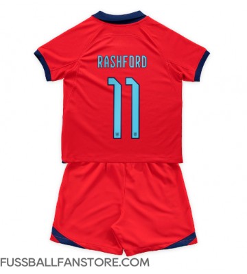 England Marcus Rashford #11 Replik Auswärtstrikot Kinder WM 2022 Kurzarm (+ Kurze Hosen)